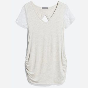 Loveappella Alaina Maternity Lace Back Detail Grey Knit Top Size Small